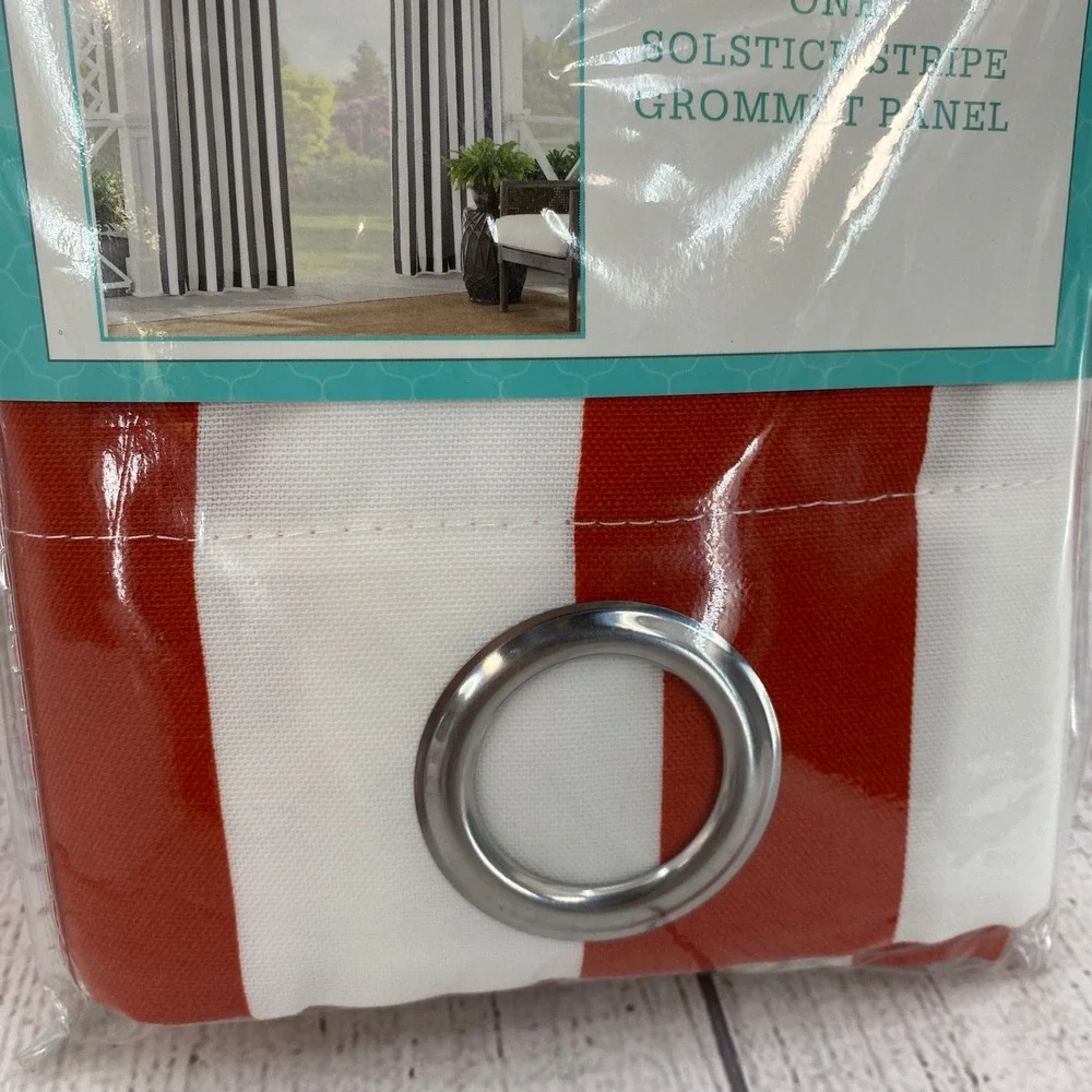 Waverly Solstice Stripe Curtain Panels 52x95 Chili Red White Grommet 2 Panels